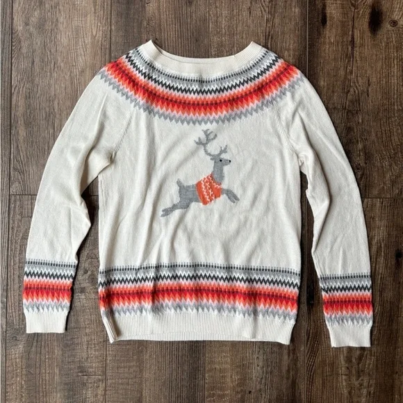Talbots Reindeer Holiday Christmas Fair Isle Knit Sweater Multicolor Women's S - Picture 2 of 13